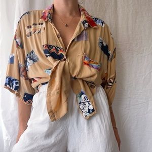Vintage Aloha patches button-down shirt